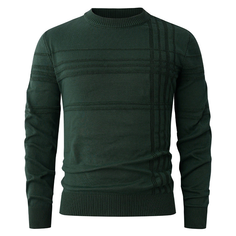Men’s Textured Stripe Jumper – Crew Neck with Ribbed Cuffs