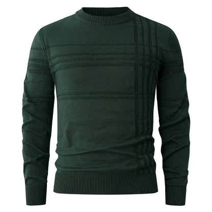 Men’s Textured Stripe Jumper – Crew Neck with Ribbed Cuffs