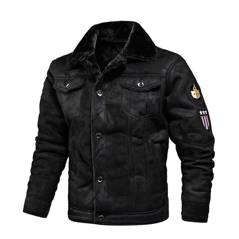 Men’s Leather Aviator Jacket – Warm Fleece-Lined Pilot Outerwear for Winter Wear