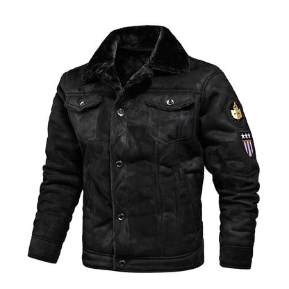 Men’s Leather Aviator Jacket – Warm Fleece-Lined Pilot Outerwear for Winter Wear
