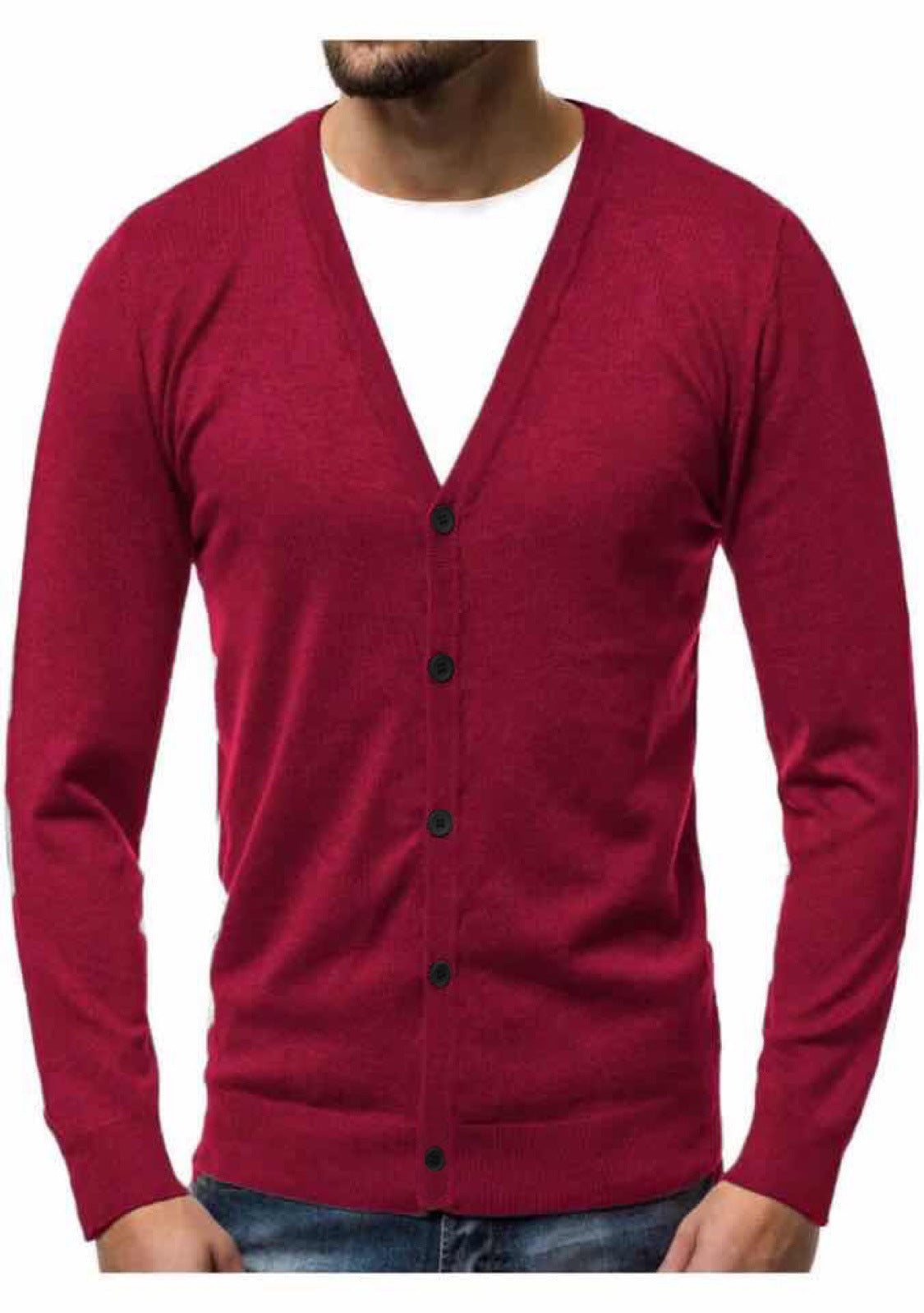 Men’s Cardigan – V-Neck with Full Button Placket