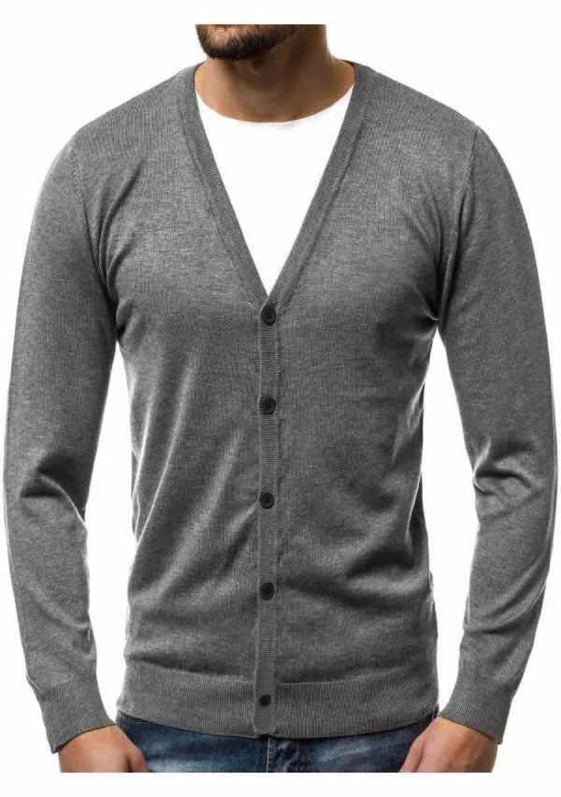 Men’s Cardigan – V-Neck with Full Button Placket