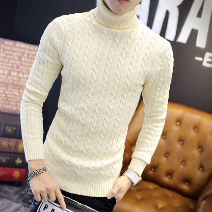 Men’s Roll-Neck Jumper – Cable Knit with Fold-Over Collar