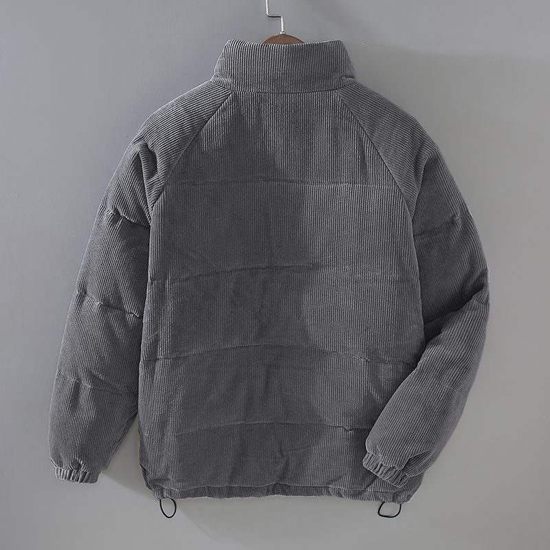 Men’s Corduroy Puffer Jacket – Padded Stand-Collar Winter Layer for Casual Cold-Weather Wear