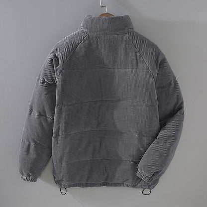 Men’s Corduroy Puffer Jacket – Padded Stand-Collar Winter Layer for Casual Cold-Weather Wear