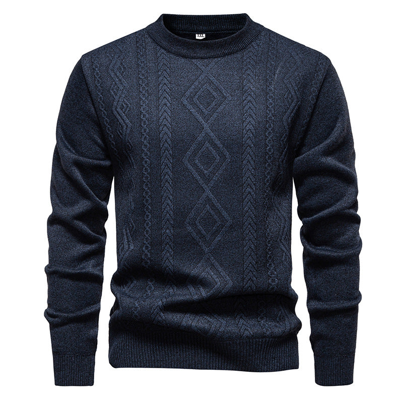 Men’s Fine-Knit Jumper – Diamond Argyle Pattern with Crew Neck