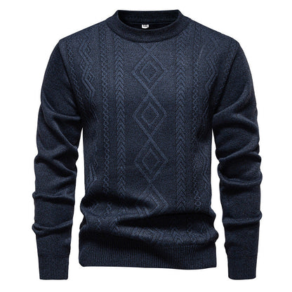 Men’s Fine-Knit Jumper – Diamond Argyle Pattern with Crew Neck