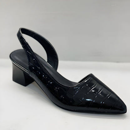 Women’s Pointed Slingback Heels – Elegant Block Heel Shoes for Office and Evening Wear