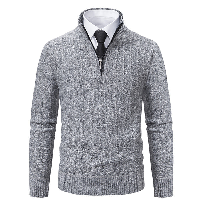 Men’s Half-Zip Jumper – Cable Texture with Stand Collar