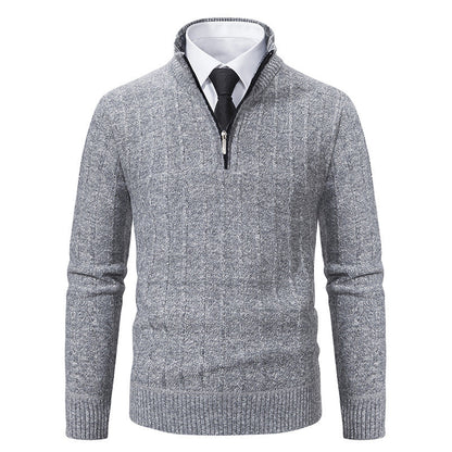 Men’s Half-Zip Jumper – Cable Texture with Stand Collar