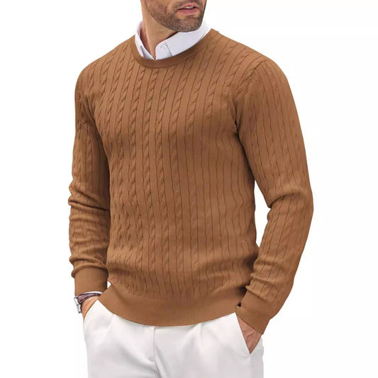 Men’s Cable-Knit Jumper – Crew Neck with Elasticated Cuffs