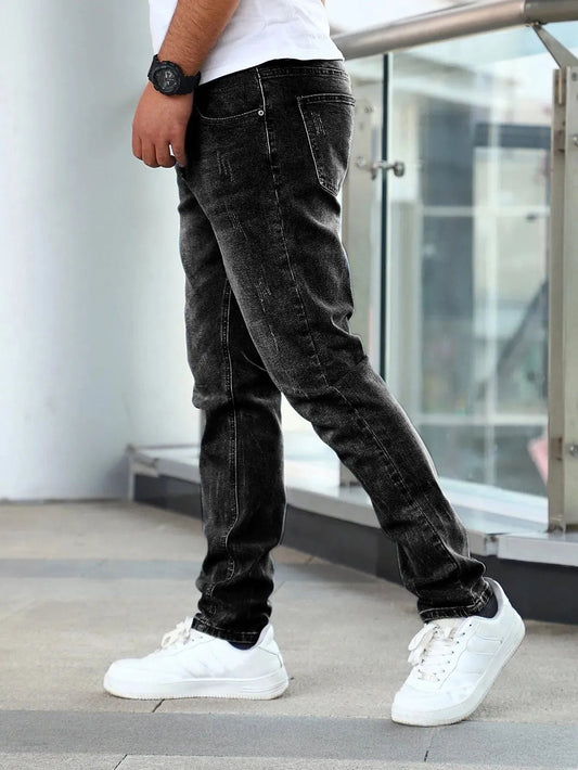 Men’s Washed Slim-Fit Jeans – Stretch Denim Trousers with Tapered Legs and Clean Casual Finish