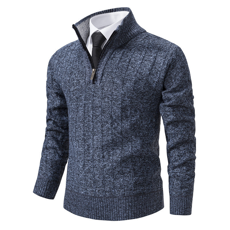 Men’s Half-Zip Jumper – Cable Texture with Stand Collar