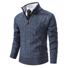 Men’s Half-Zip Jumper – Cable Texture with Stand Collar