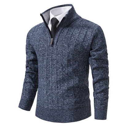 Men’s Half-Zip Jumper – Cable Texture with Stand Collar