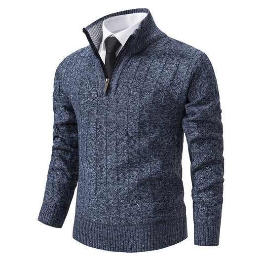 Men’s Half-Zip Jumper – Cable Texture with Stand Collar