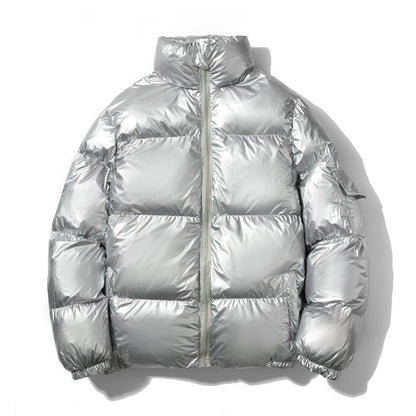 Men’s Oversized Puffer Jacket – High Stand Collar with Wide Baffles