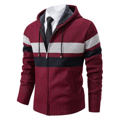 Men’s Zip Hoodie – Contrast Stripes with Teddy Lining