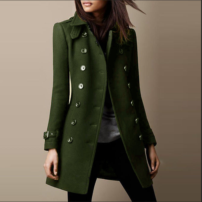 Women’s Double-Breasted Tailored Coat – Structured Longline Layer for Refined Winter Dressing