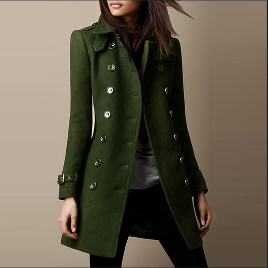 Women’s Double-Breasted Tailored Coat – Structured Longline Layer for Refined Winter Dressing