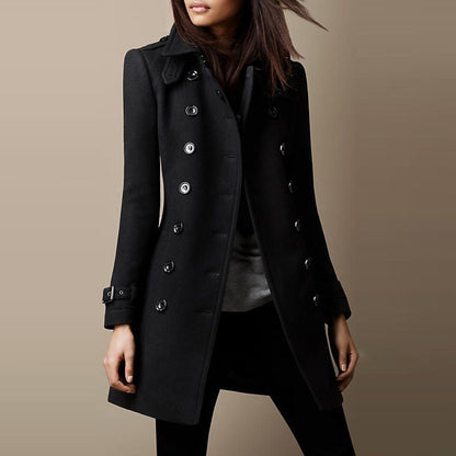 Women’s Double-Breasted Tailored Coat – Structured Longline Layer for Refined Winter Dressing