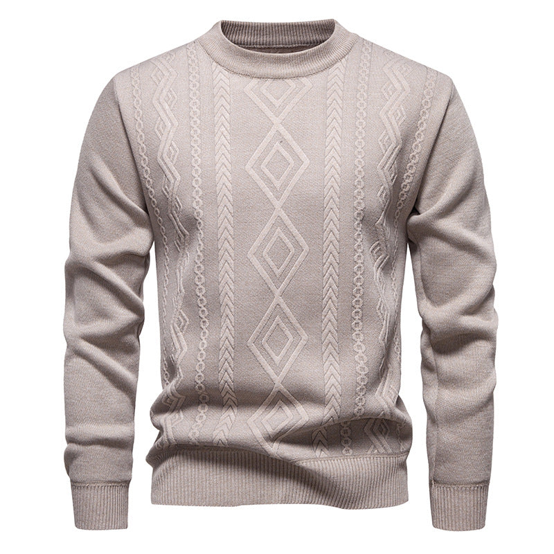 Men’s Fine-Knit Jumper – Diamond Argyle Pattern with Crew Neck