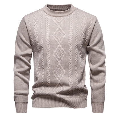 Men’s Fine-Knit Jumper – Diamond Argyle Pattern with Crew Neck