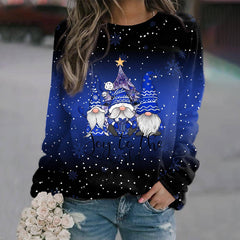 Women’s Christmas Gnome Graphic Sweatshirt – Relaxed Crew-Neck Pullover for Festive Winter Wear