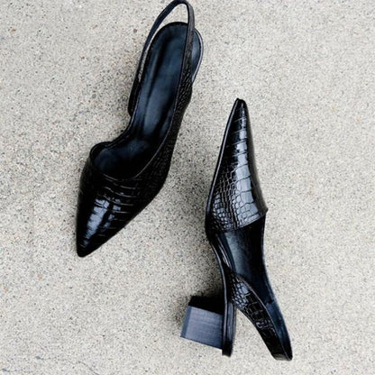 Women’s Pointed Slingback Heels – Elegant Block Heel Shoes for Office and Evening Wear