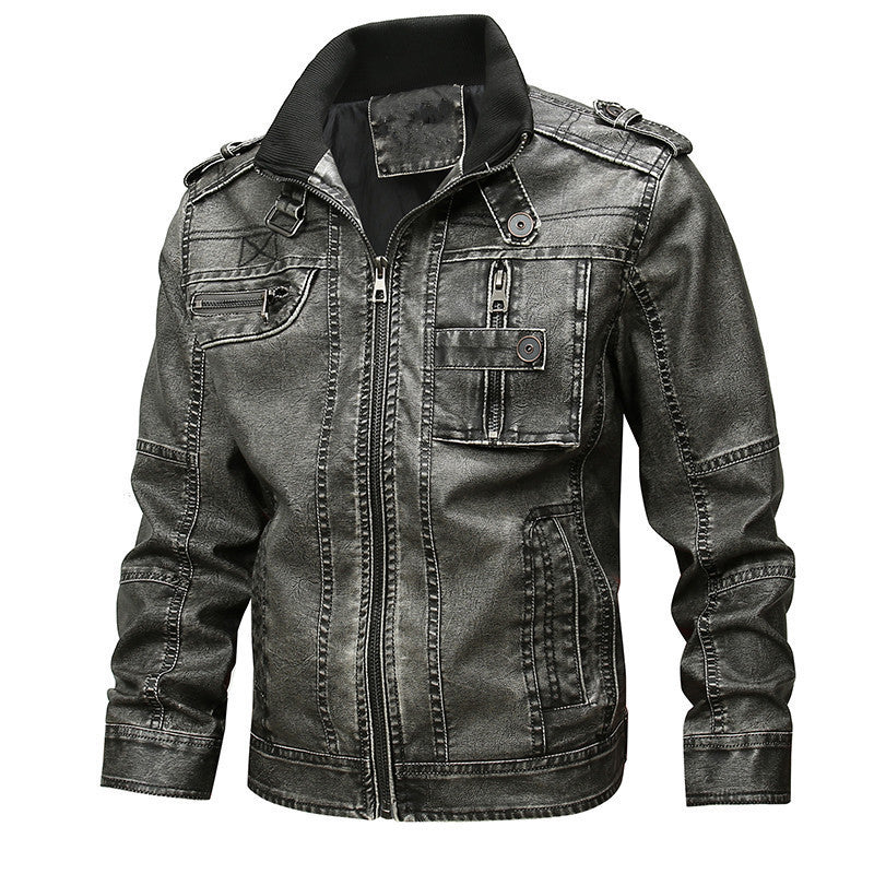 Men’s Utility Leather Jacket – Multi-Pocket Casual Layer for Everyday Wear