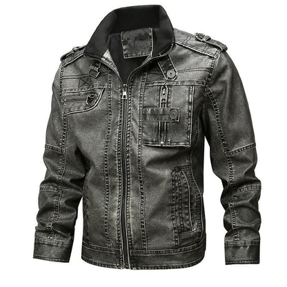 Men’s Utility Leather Jacket – Multi-Pocket Casual Layer for Everyday Wear