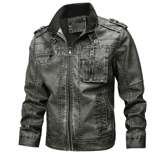 Men’s Utility Leather Jacket – Multi-Pocket Casual Layer for Everyday Wear