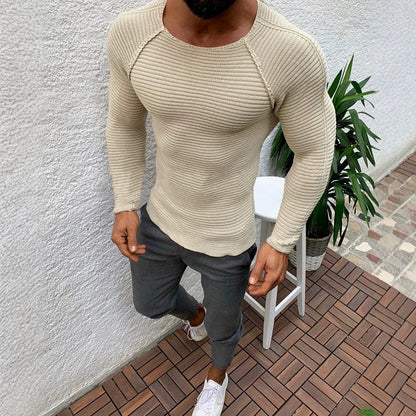 Men’s Knit Jumper – Raglan Sleeves with Ribbed Texture