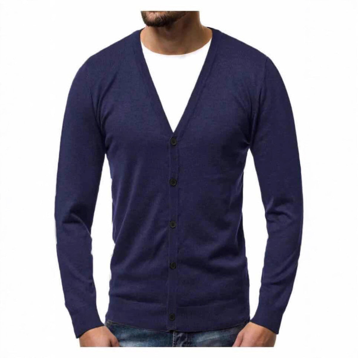 Men’s Cardigan – V-Neck with Full Button Placket