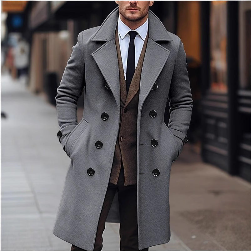 Men’s Tailored Overcoat – Double-Breasted with Wide Lapels