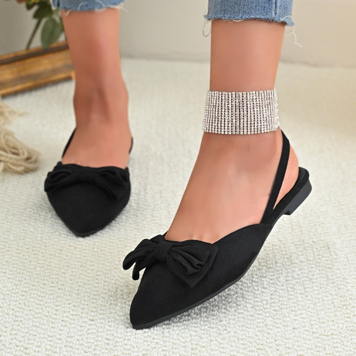 Women’s Ballet Flats – Pointed Toe with Bow Detail