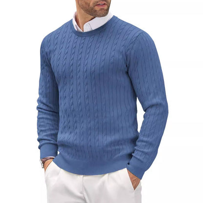 Men’s Cable-Knit Jumper – Crew Neck with Elasticated Cuffs