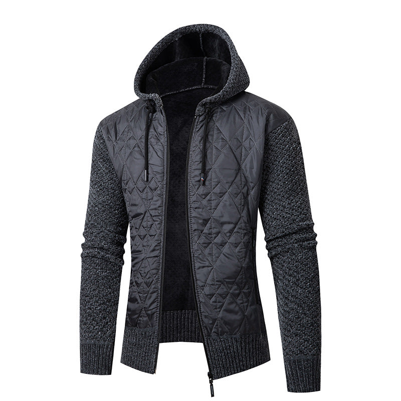 Men’s Hooded Hybrid Jacket – Padded Front with Knitted Sleeves