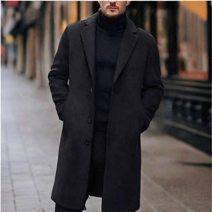 Men’s Overcoat – Notch Lapel with Straight Mid-Length Cut