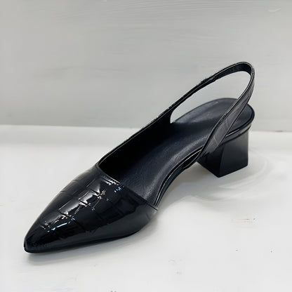 Women’s Pointed Slingback Heels – Elegant Block Heel Shoes for Office and Evening Wear