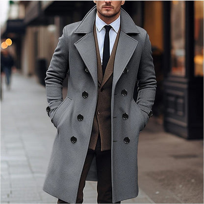 Men’s Tailored Overcoat – Double-Breasted with Wide Lapels