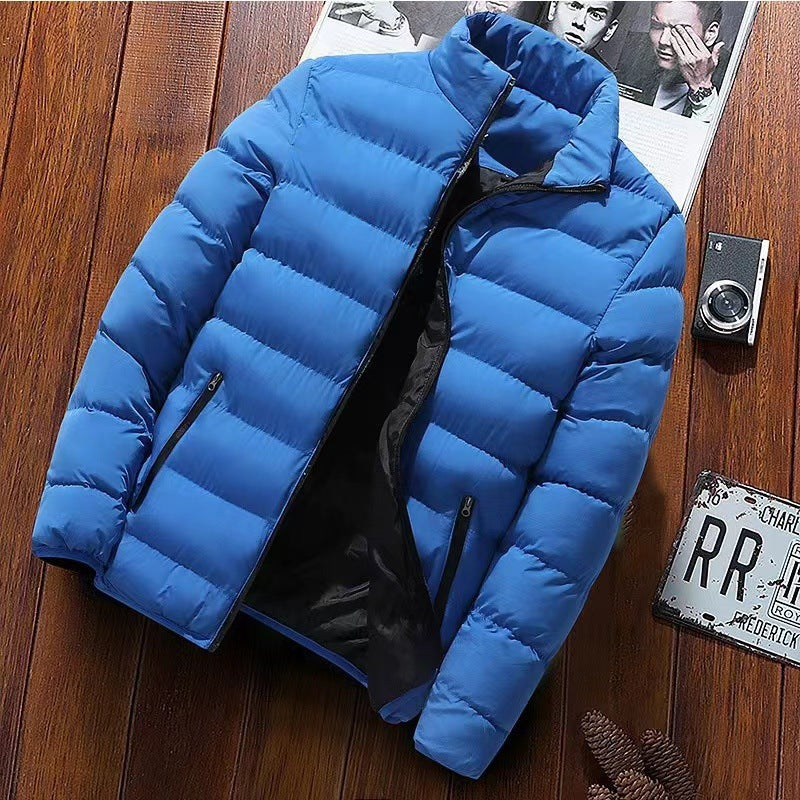 Men’s Puffer Jacket – Contrast Lining with High Stand Collar
