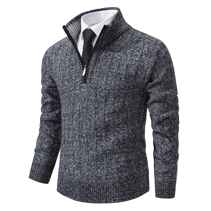 Men’s Half-Zip Jumper – Cable Texture with Stand Collar