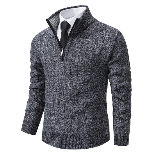 Men’s Half-Zip Jumper – Cable Texture with Stand Collar