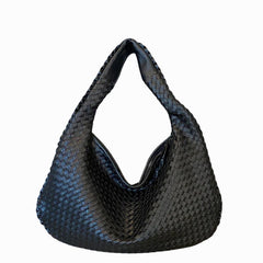 Women’s Woven Faux Leather Hobo Bag – Oversized Soft Shoulder Tote with Wide Strap for Work Travel and Everyday Wear