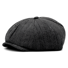 Men’s Herringbone Newsboy Cap – Vintage Heritage Style for Smart Casual Wear