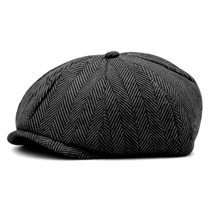 Men’s Herringbone Newsboy Cap – Vintage Heritage Style for Smart Casual Wear