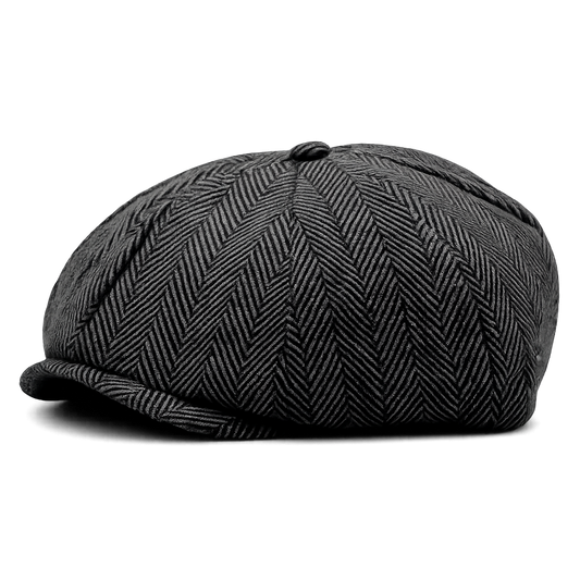 Men’s Herringbone Newsboy Cap – Vintage Heritage Style for Smart Casual Wear