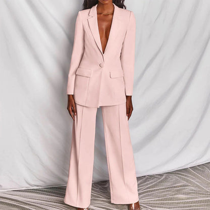 Women’s Two-Piece Set – Blazer with Matching High-Waisted Trousers