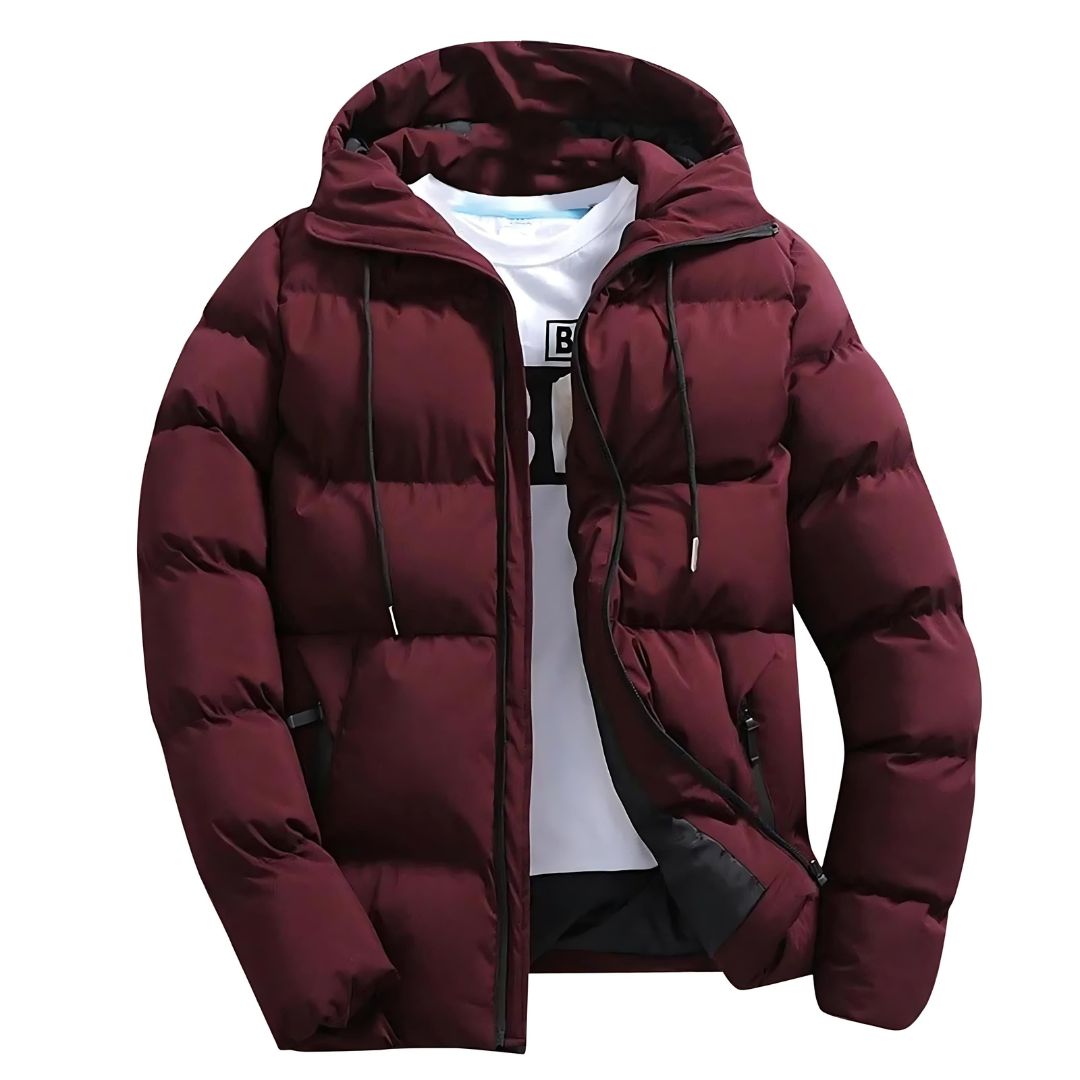 Men’s Insulated Hooded Puffer Jacket – Warm Winter Outerwear for Everyday and Outdoor Cold-Weather Wear